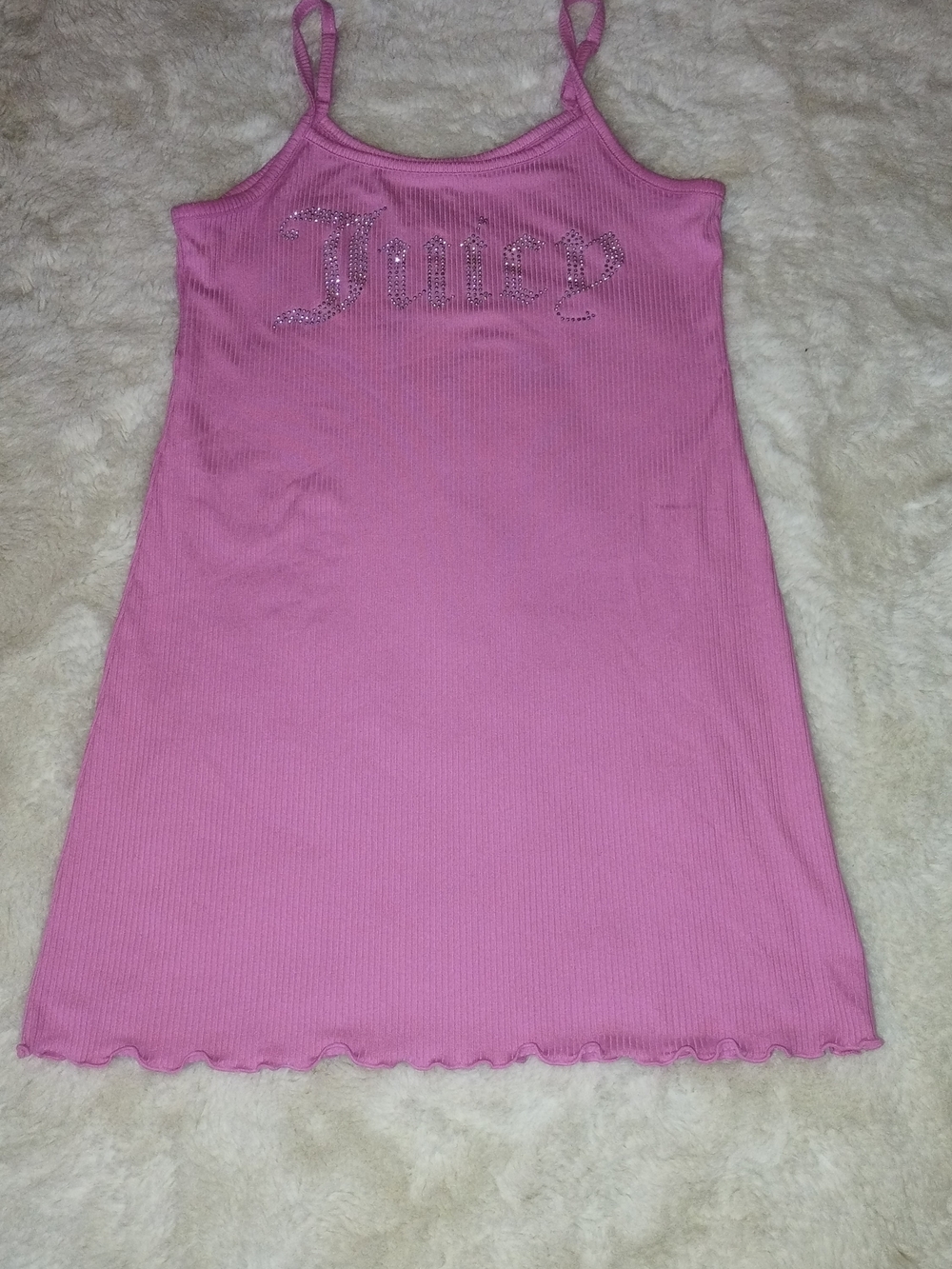 Juicy Couture Pink Ribbed Slip Dress with Rhinestone Logo